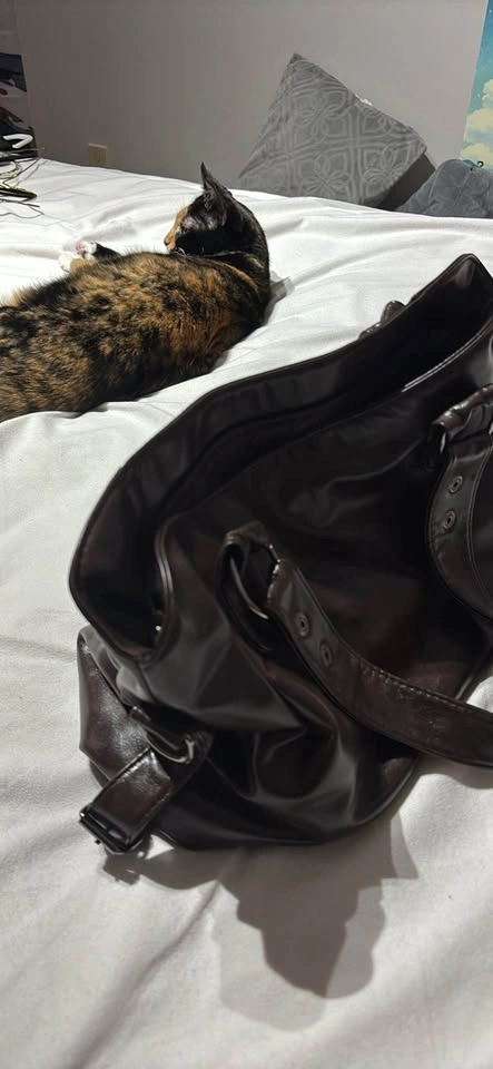 Brown Faux Leather Shoulder Bag - photo 5