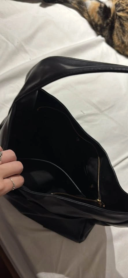 Noirvere Black Faux Leather Hobo Shoulder Bag - photo 3