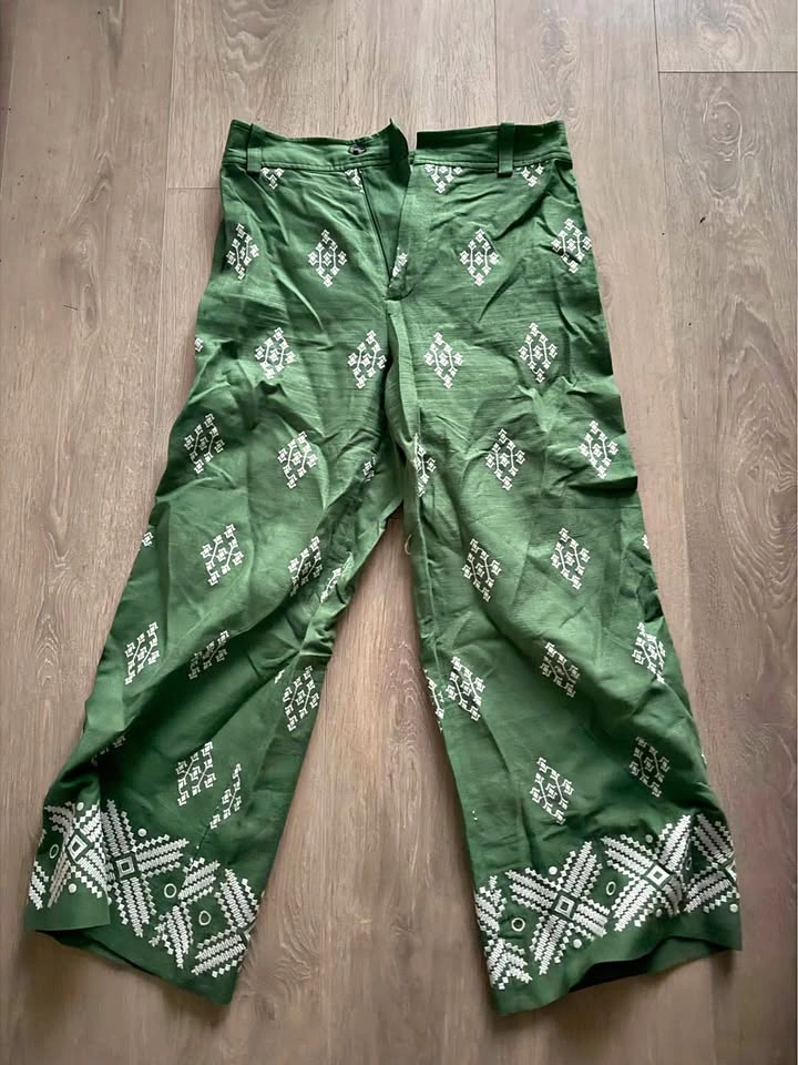 Green Linen Zara Pants