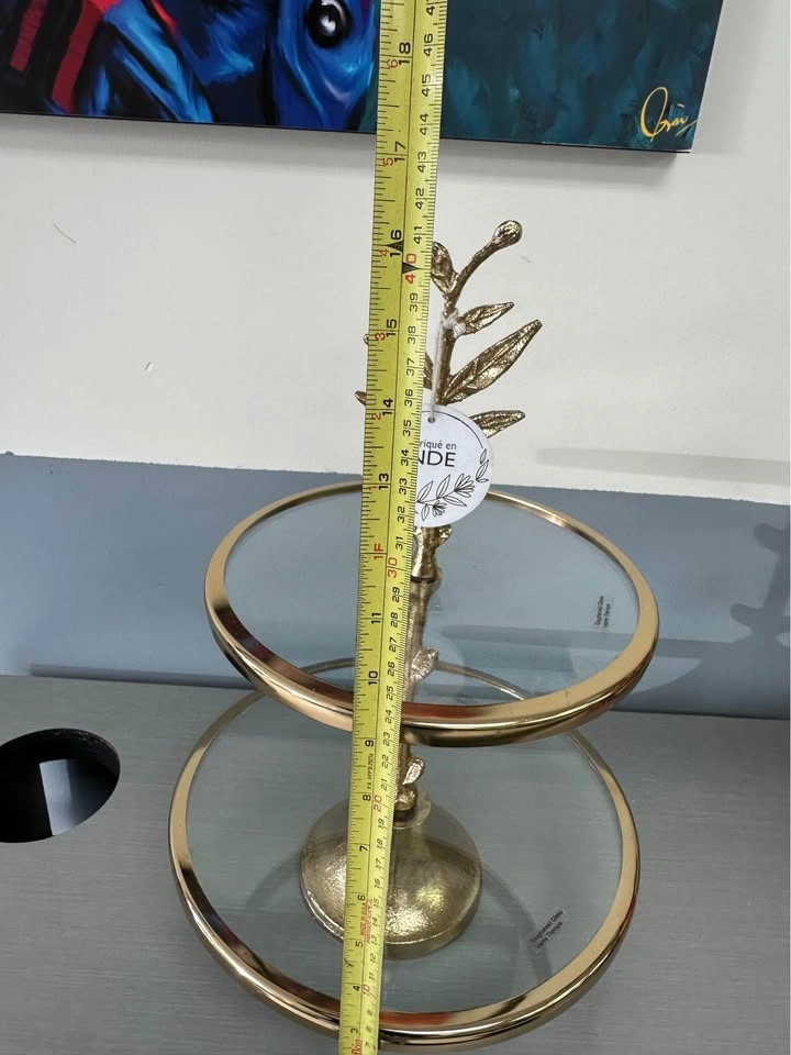 2-Tier Gold and Glass Serving Stand - photo 2
