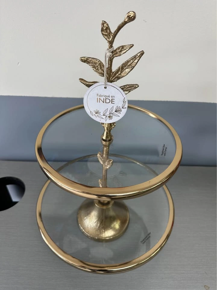 2-Tier Gold and Glass Serving Stand - photo 5