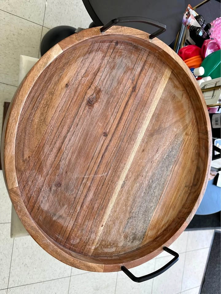 Homesense Round Wooden Tray with Handles
