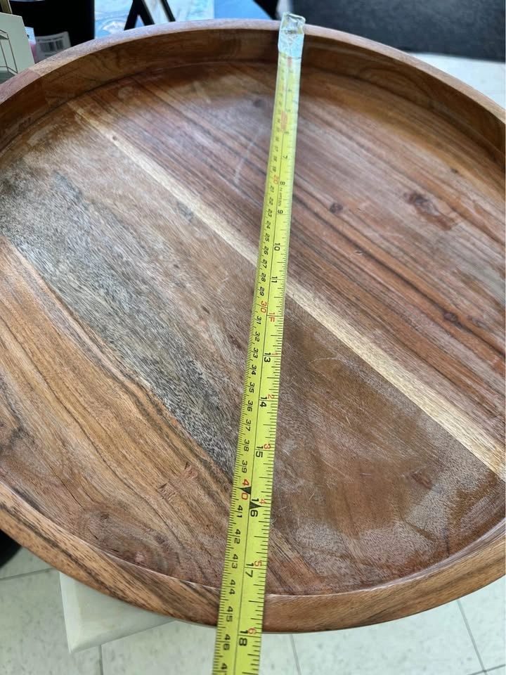 Homesense Round Wooden Tray with Handles - photo 3