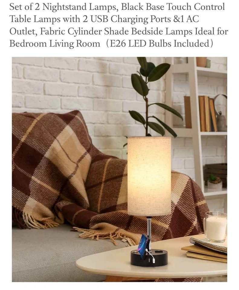 Bedside table lamp with USB A Plug x2 - photo 4