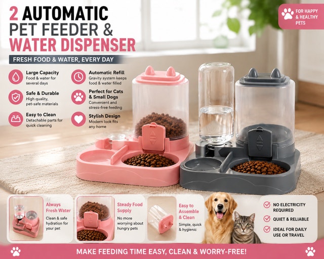 Automatic Pet Feeder & Water Dispenser – Brand New