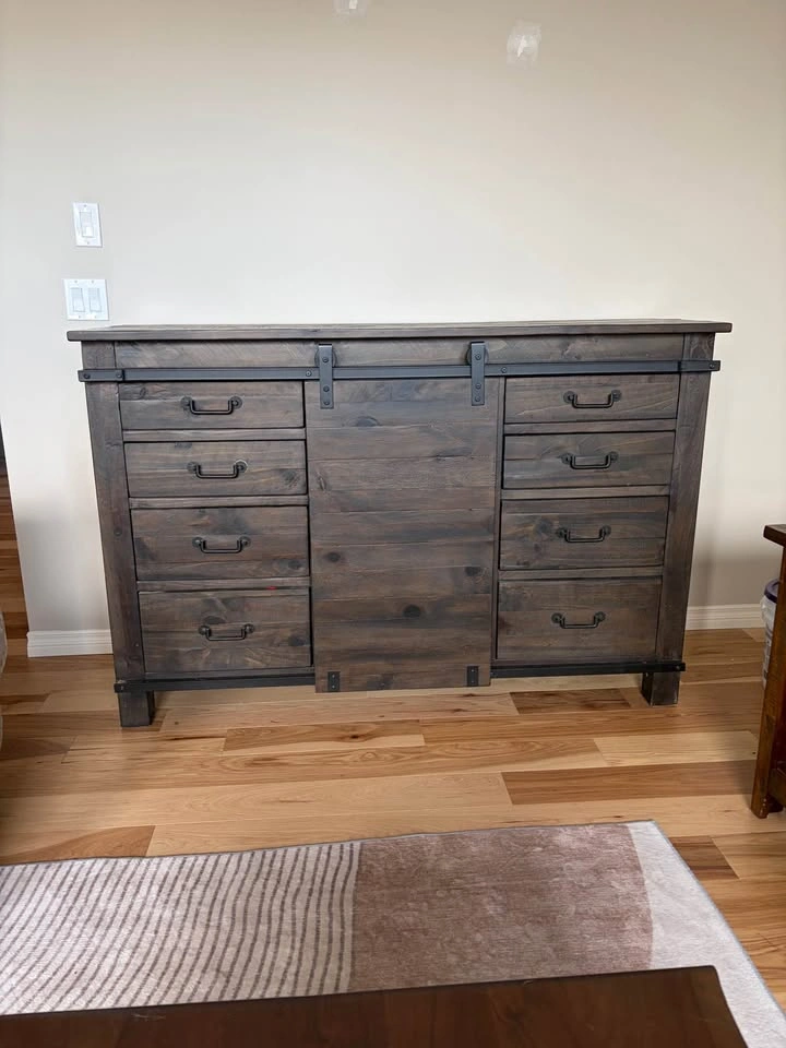 Rustic Dark Wood Dining Table Set with Matching Sideboard - photo 2