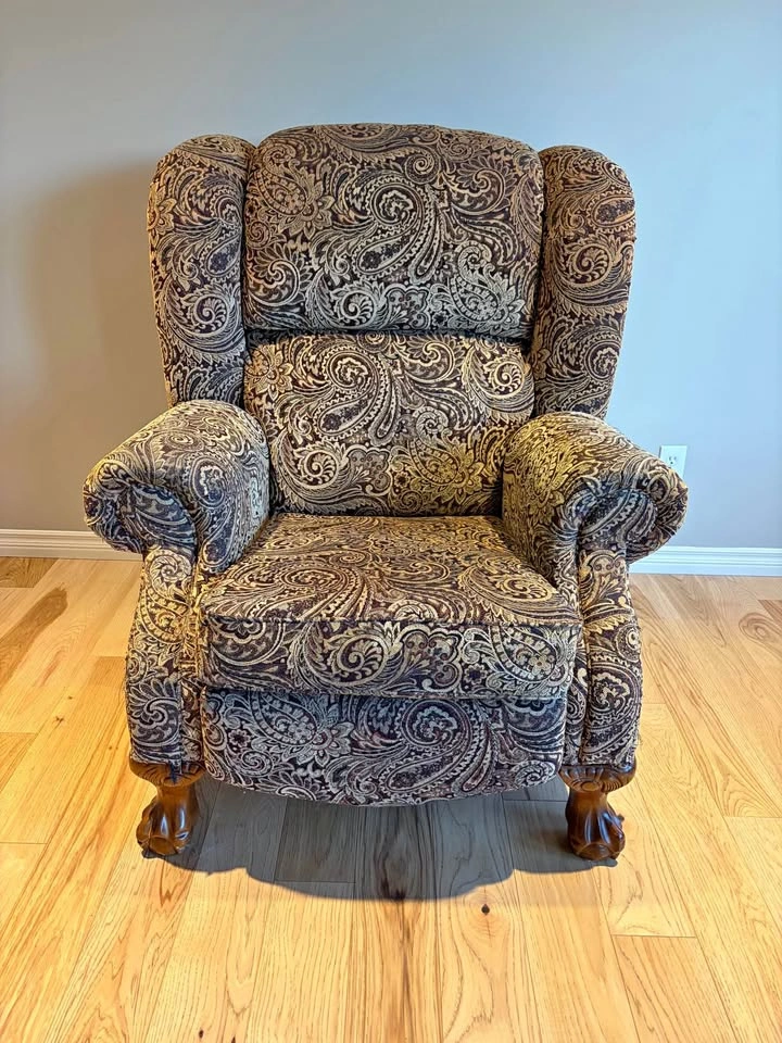La-Z-Boy Paisley Wingback Armchair with Ball and Claw Feet
