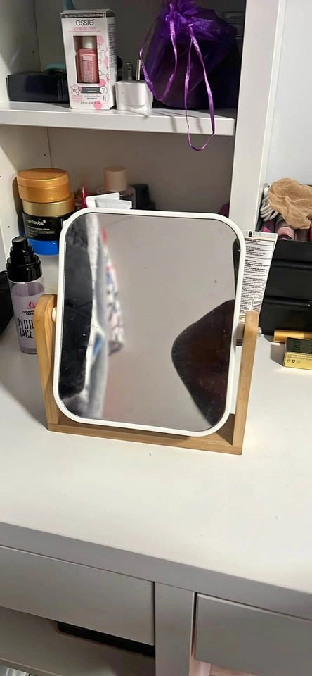 Tabletop Vanity Mirror with Wood Stand