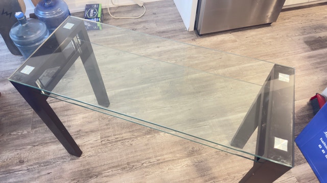 Heavy Glass Console / Sofa Table with Lower Shelf