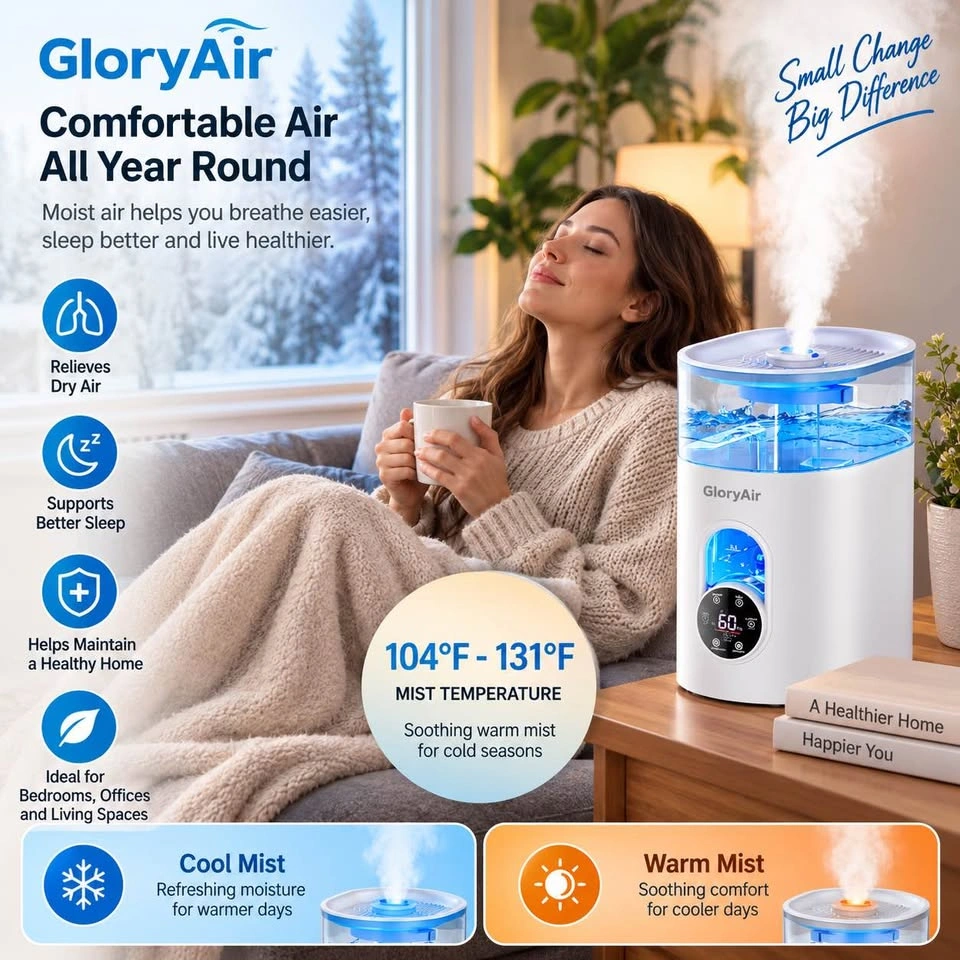 GloryAir 6L Cool & Warm Mist Humidifier – Remote Control - photo 3