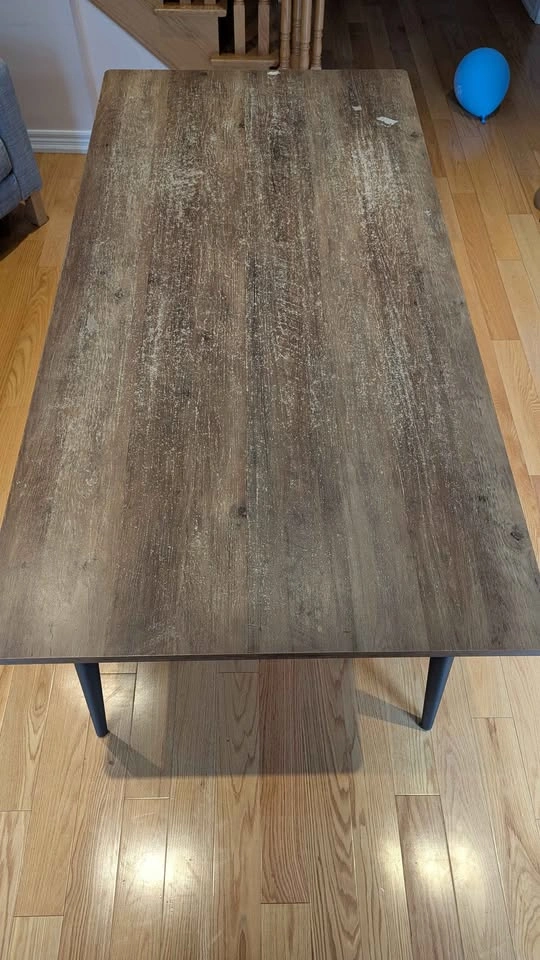 Rectangular Wood-Look Dining Table with Metal Legs - photo 3