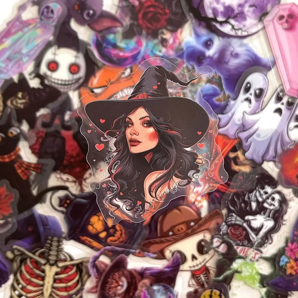 Pack of 50 Transparent Witch Magic Halloween Stickers image indicator(3)