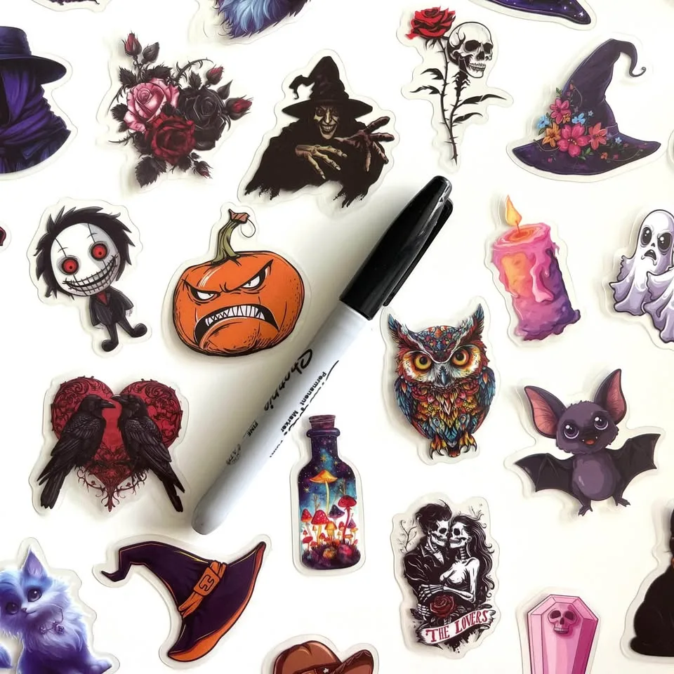 Pack of 50 Transparent Witch Magic Halloween Stickers image indicator(7)