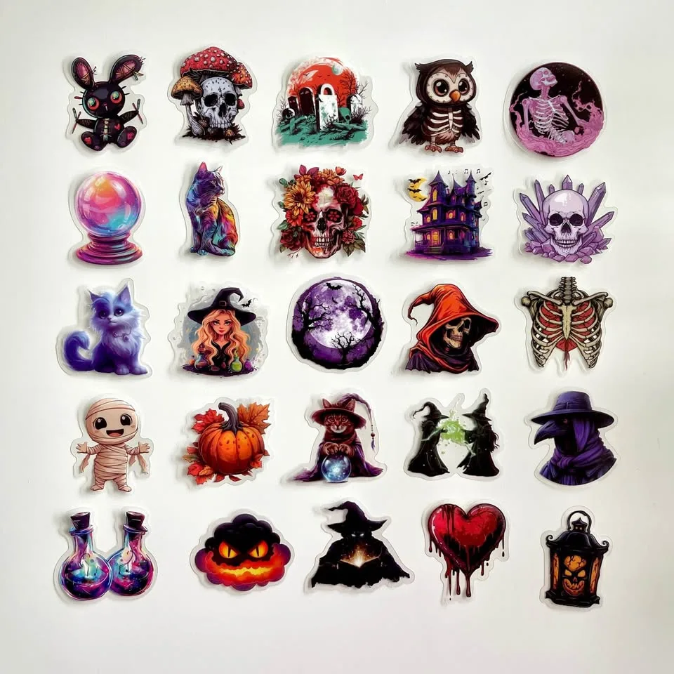 Pack of 50 Transparent Witch Magic Halloween Stickers image indicator(9)