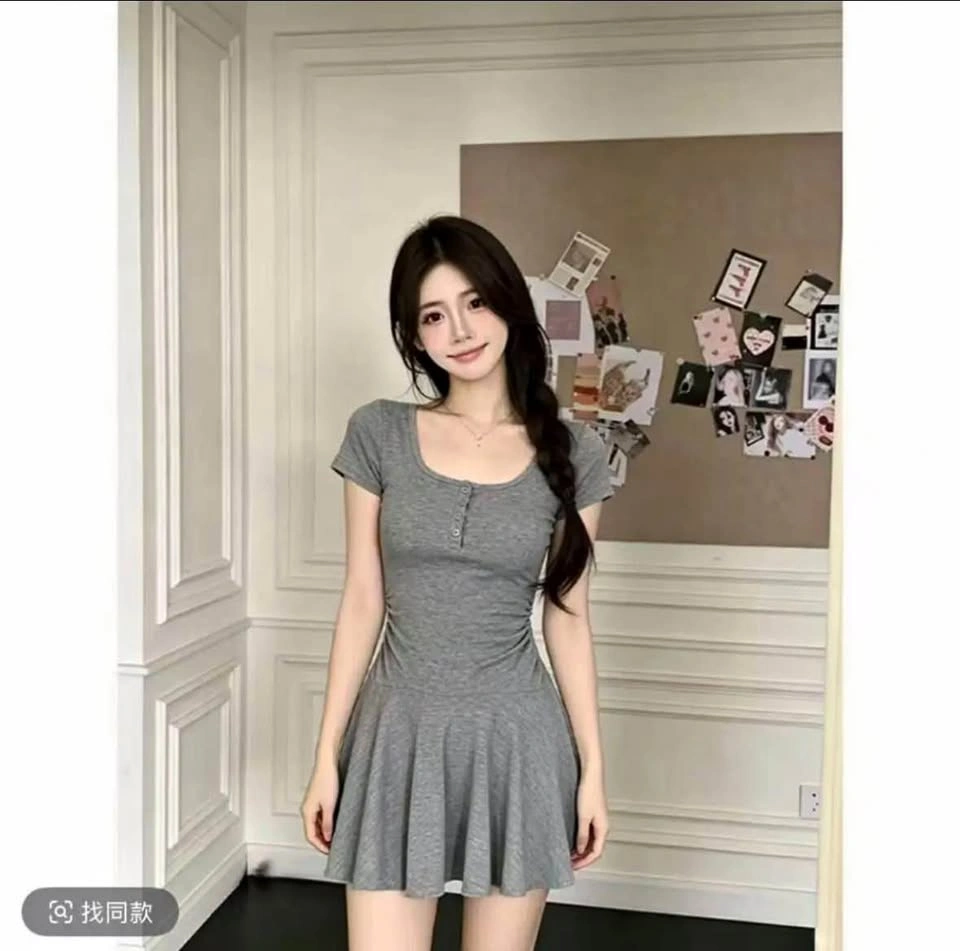 Cute Grey Mini Skirt Dress