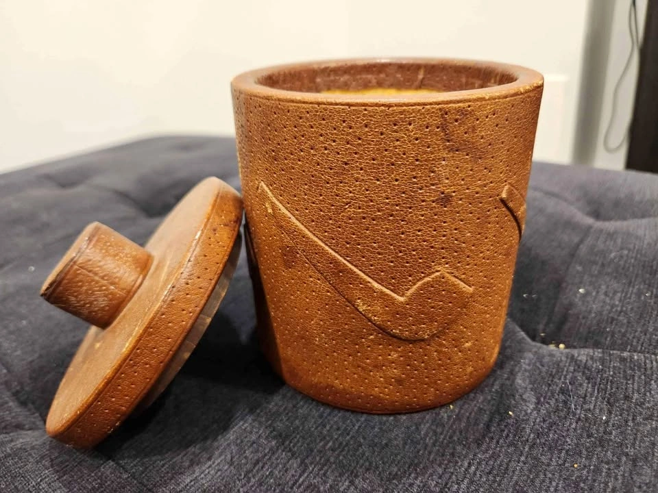 Vintage pipe tobacco Canister. Ostrich Skin.