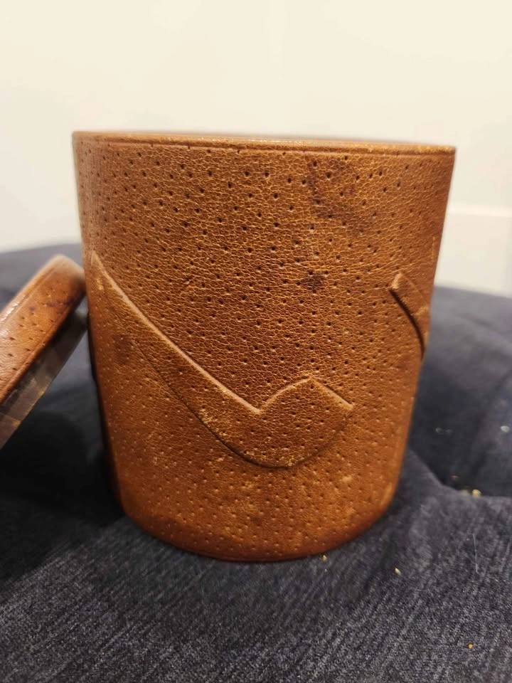 Vintage pipe tobacco Canister. Ostrich Skin. - photo 2