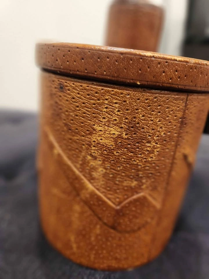 Vintage pipe tobacco Canister. Ostrich Skin. - photo 5