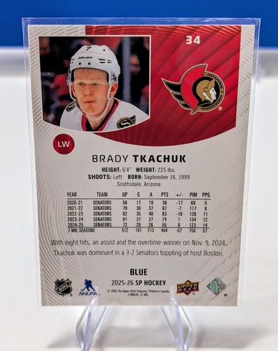 2025-26 SP Hockey Matthew Tkachuk Base & Brady Tkachuk Blue - photo 3