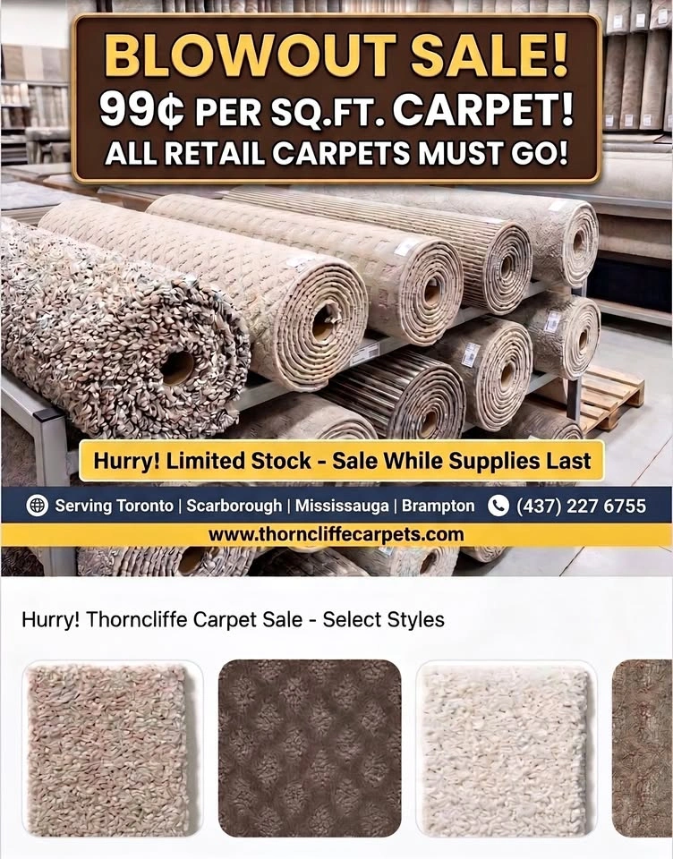 CARPET BLOWOUT SALE! 99¢/sq.ft. Limited Stock