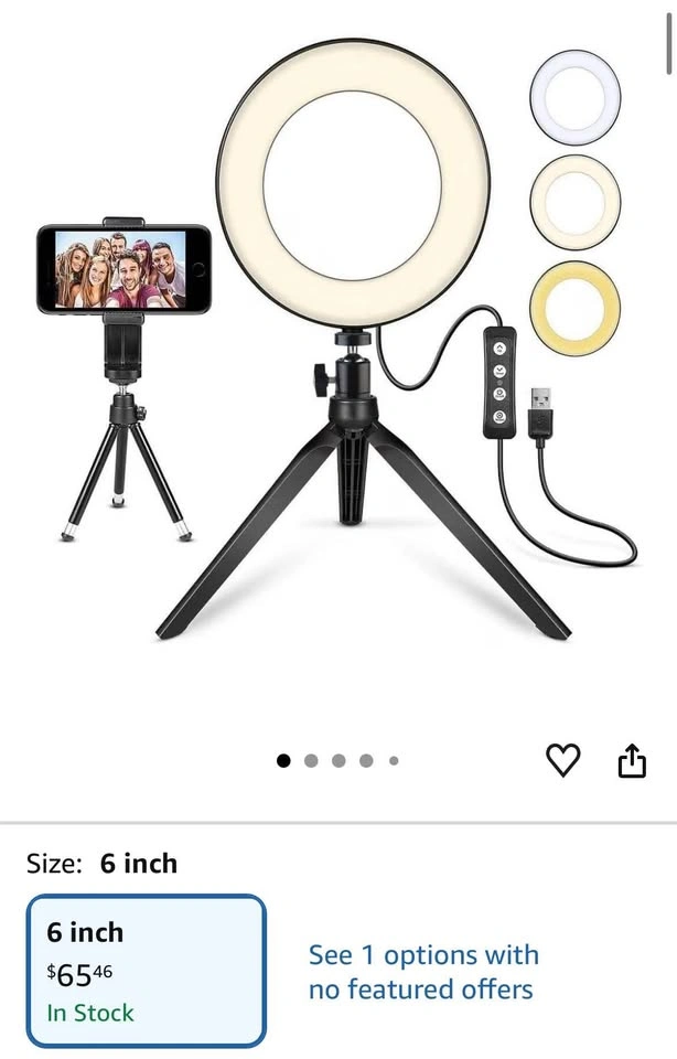 Brand new LED ring light with stand + phone stand - photo 2