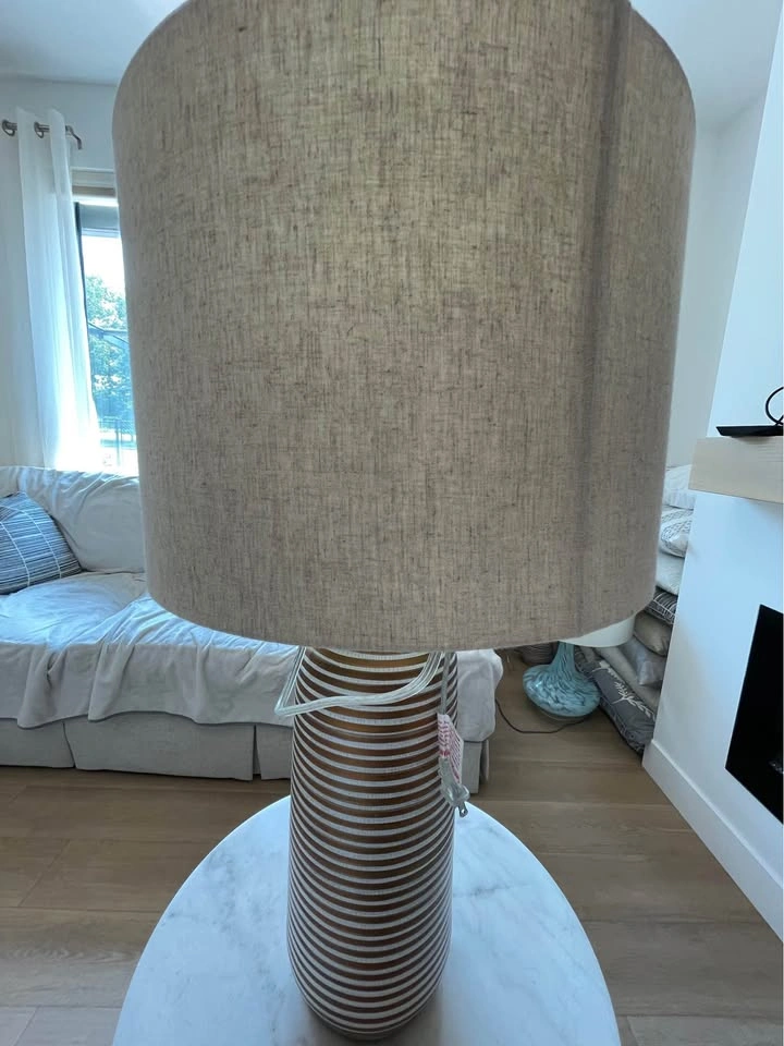 Pair of Striped Ceramic Lamps - photo 3