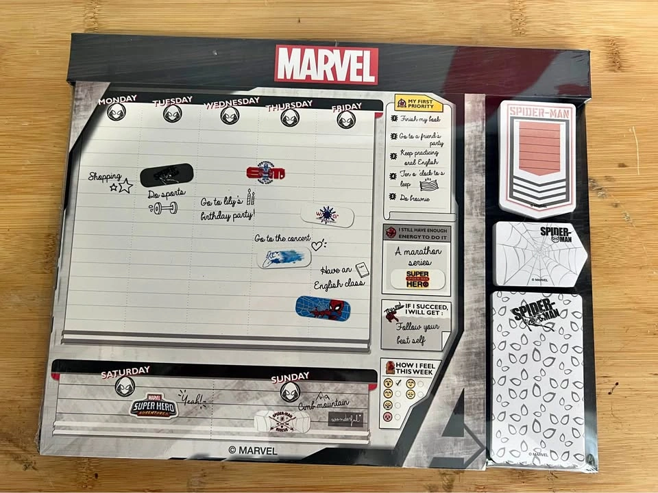 Spider-Man themed weekly planner