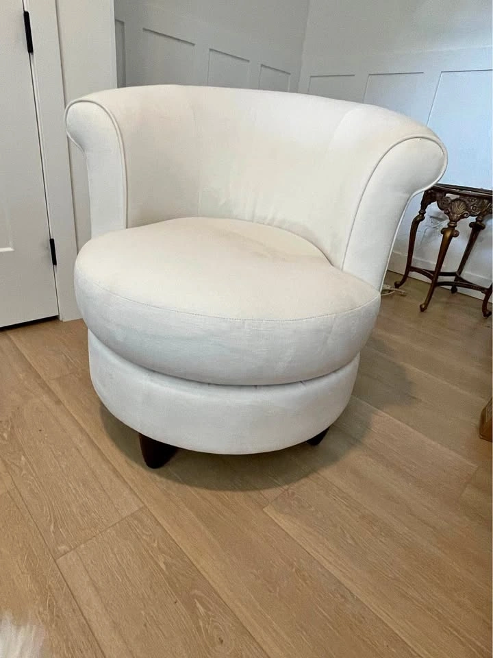 White Upholstered Swivel Accent Chair