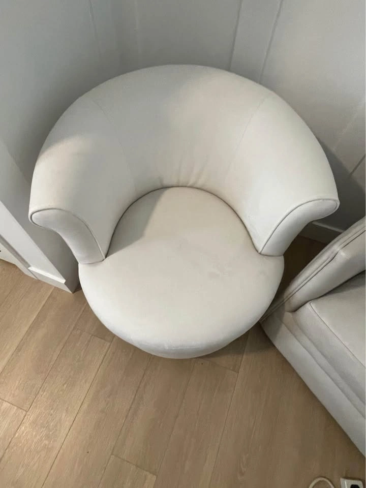 White Upholstered Swivel Accent Chair - photo 2