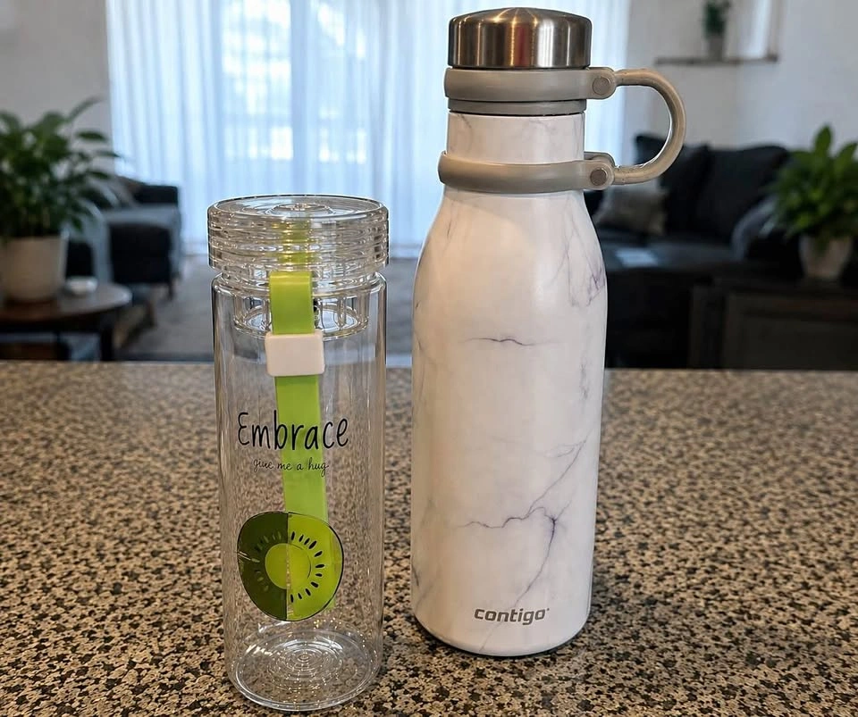 2 Brand New Water Bottles – Contigo + Fruit Infuser
