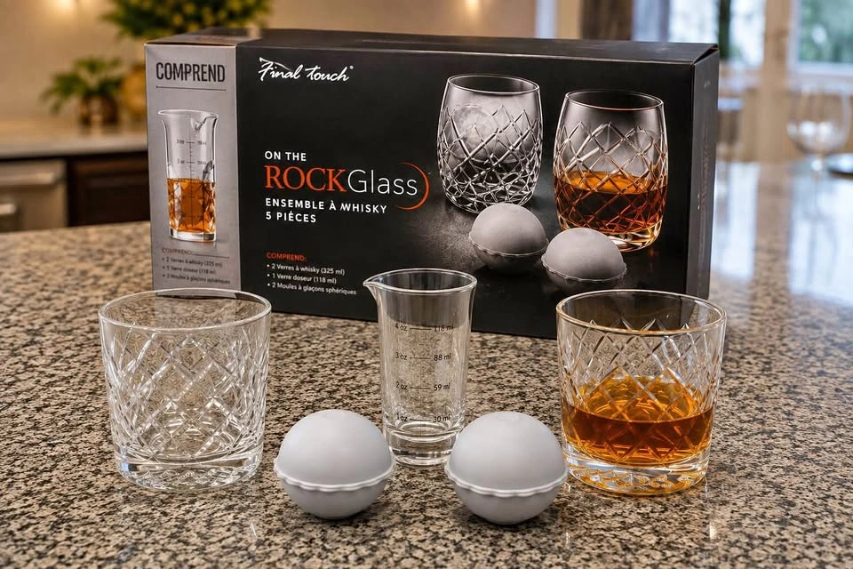 Final Touch On The Rock Glass – 5-Piece Whiskey Set | Brand New