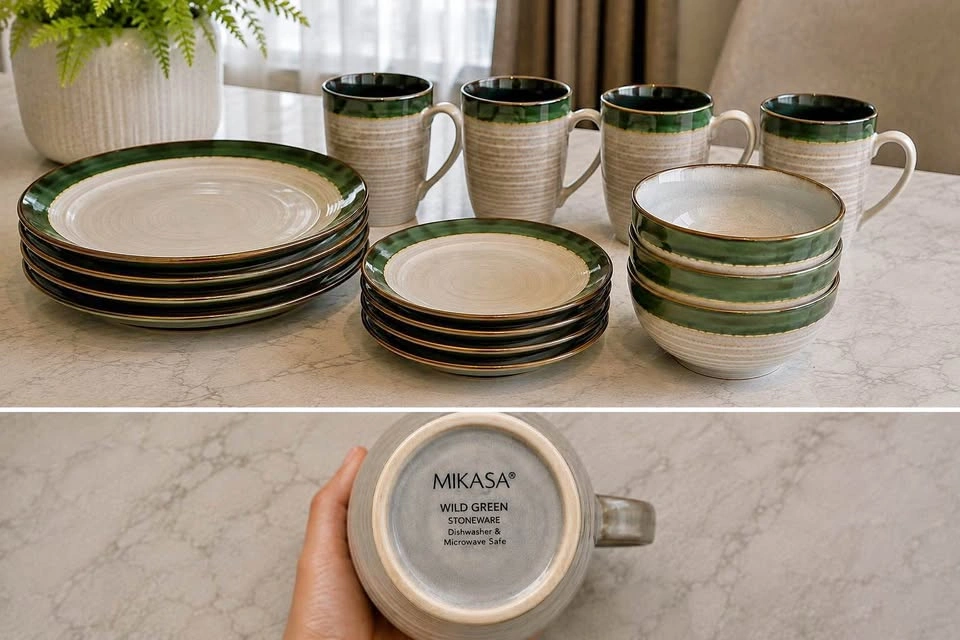 Mikasa Wild Green Stoneware Dinnerware Set – Brand New