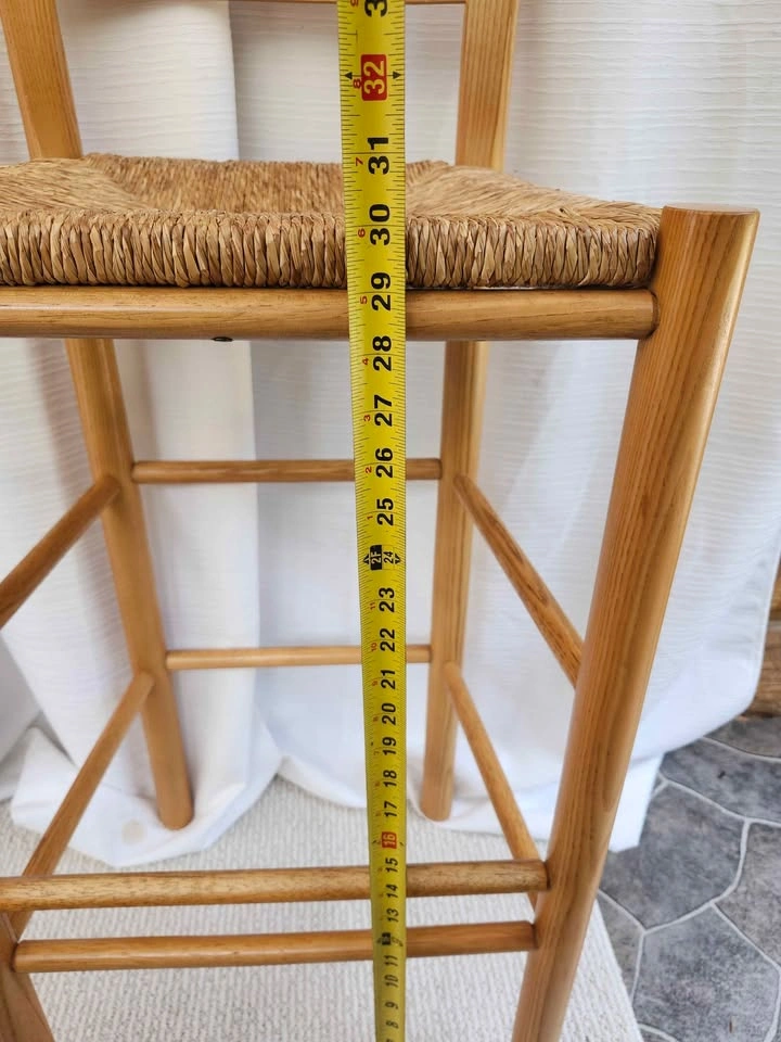 Set of 2 Solid Wood Ladder Back Counter Stools with Woven Rush S - photo 4