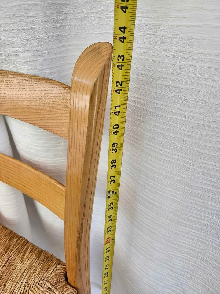Set of 2 Solid Wood Ladder Back Counter Stools with Woven Rush S - photo 5