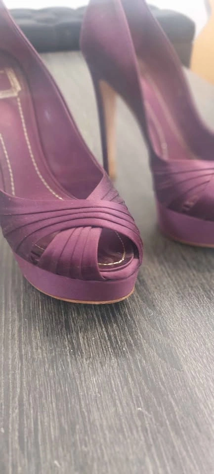 Christian Dior Satin Peep Toe Pumps - Size 37 - photo 2