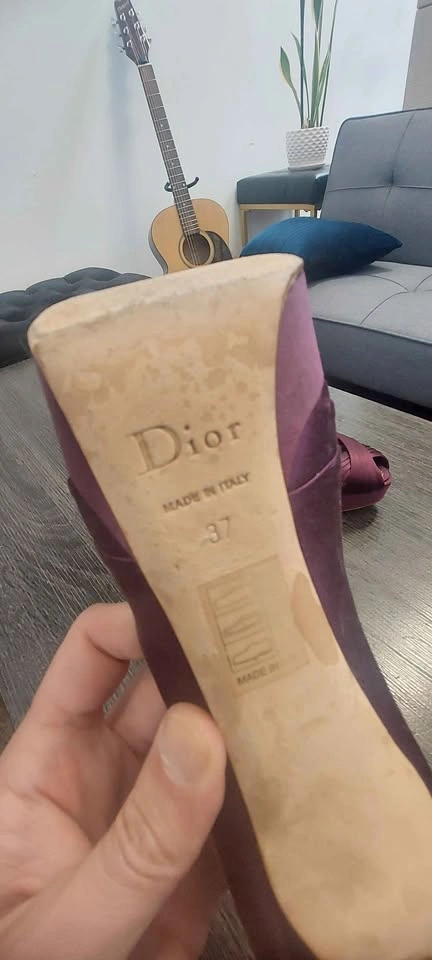 Christian Dior Satin Peep Toe Pumps - Size 37 - photo 4