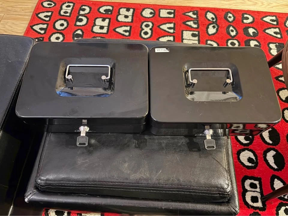 Set of 2 Garrison Black Metal Cash Boxes with Keys