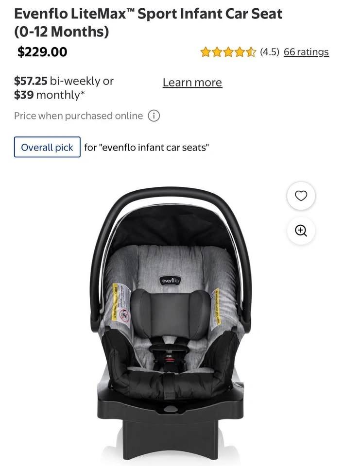 Brand New Evenflo LiteMax Sport Infant Car Seat - photo 2
