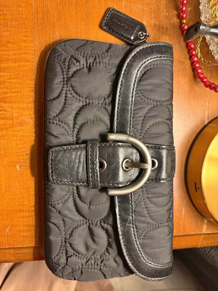 Coach Black Quilted Nylon Wallet