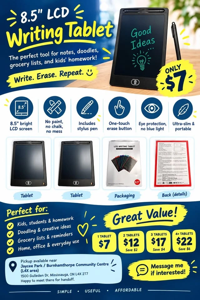 8.5" LCD Writing Tablet – Brand New – $15