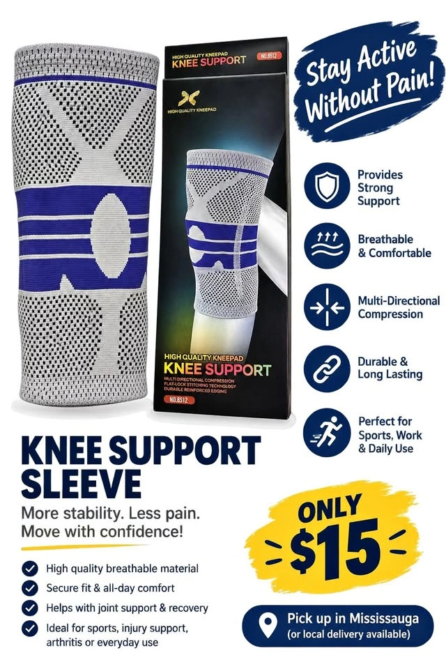 Knee Support Sleeve – Compression Knee Brace | Brand New | $15