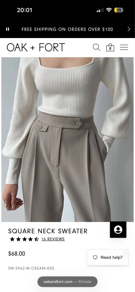 Oak and Fort Square Neck Sweater - photo 3