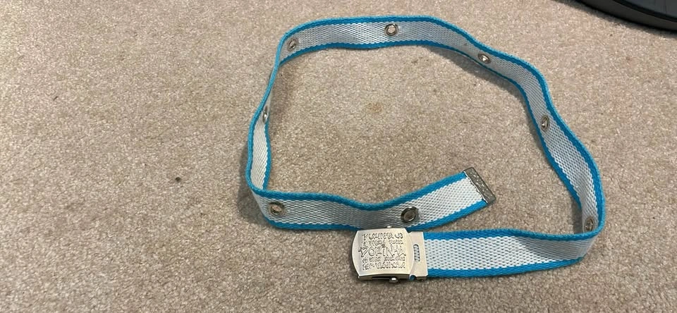 Dorinha Blue and White Grommet Belt