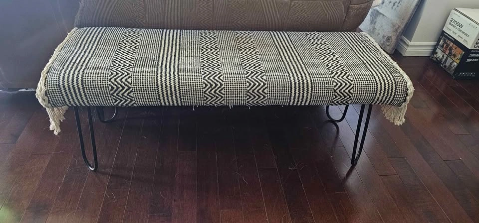 Boho Woven Macrame Bench with Hairpin Legs - photo 4