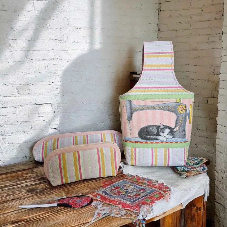 Patchwork project bags (3), quilted project bags