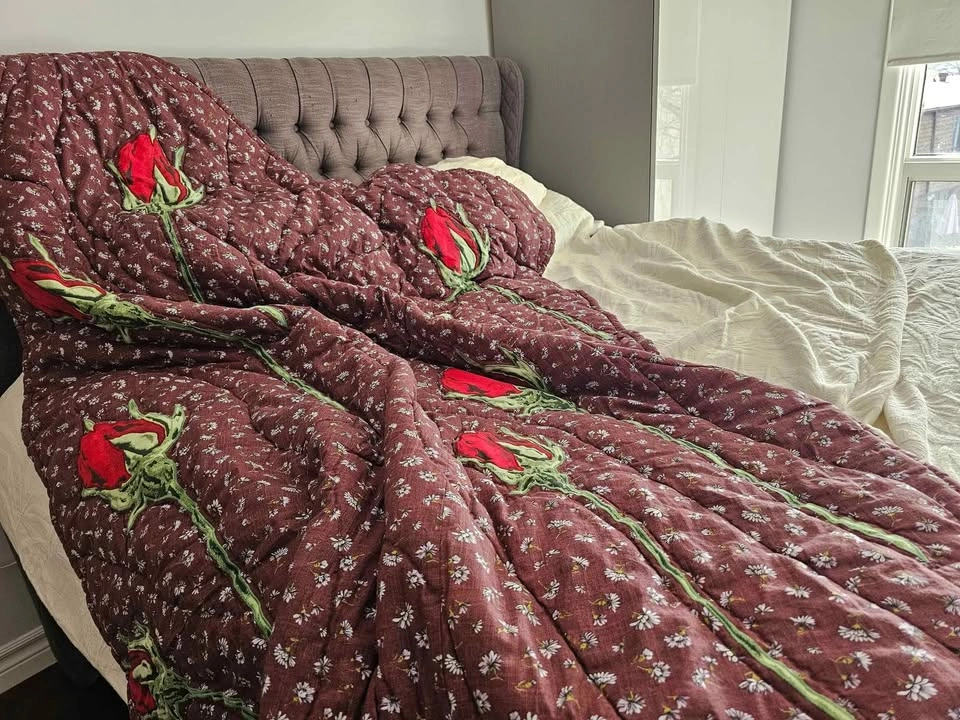 Handmade TWIN QUILT, cotton, natural bamboo filling - photo 5