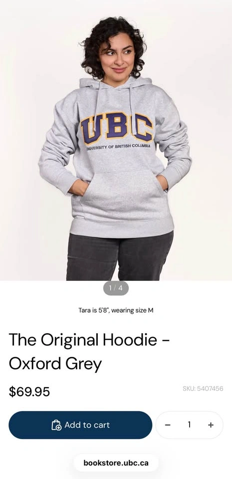 UBC Hoodie – University of British Columbia (Grey, Mens Large) - photo 5