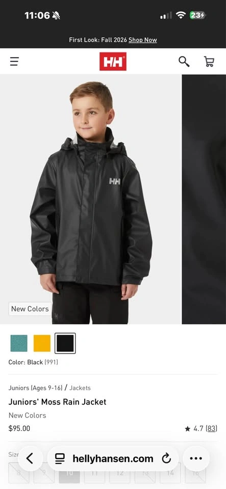 Helly Hansen Youth Moss Waterproof Rain Jacket – Black (10) - photo 5