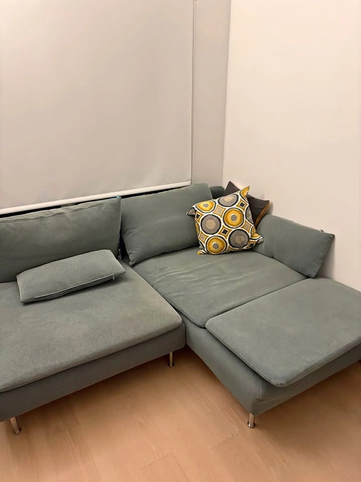 IKEA SÖDERHAMN Sofa with Chaise – Light Green / Sage