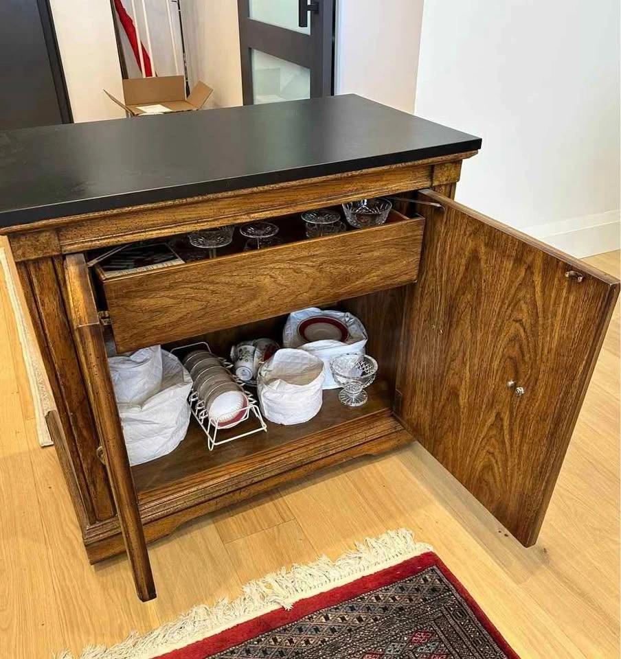 Vintage Wood Table/Cabinet with Black Top - photo 2